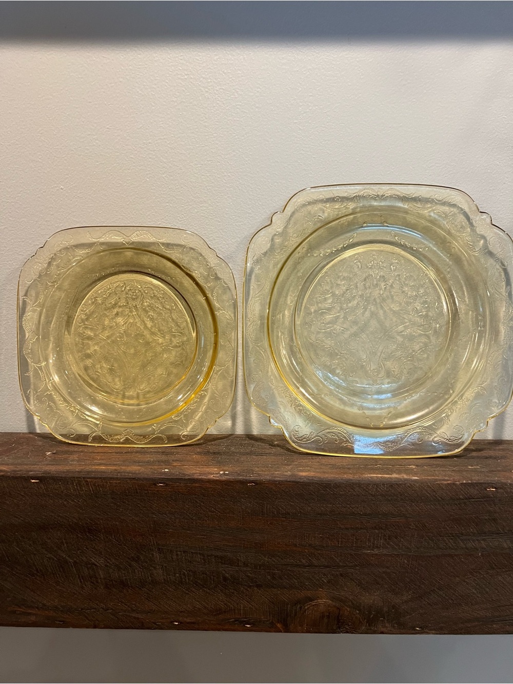Vintage Federal Glass Madrid Amber Depression 9" Luncheon Plates-Set-1930s
